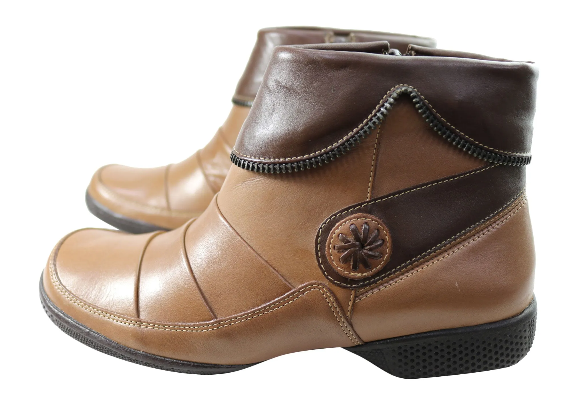 J Gean Hunter Womens Comfortable Leather Ankle Boots Made In Brazil