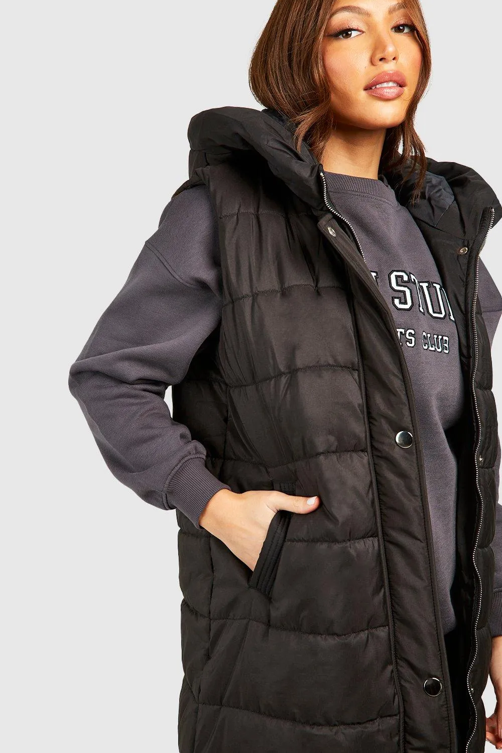 Jackets & Coats | Tall Mid Length Hooded Gilet | boohoo