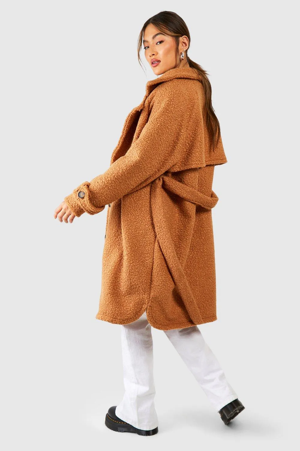 Jackets & Coats | Textured Wool Look Oversized Coat | boohoo