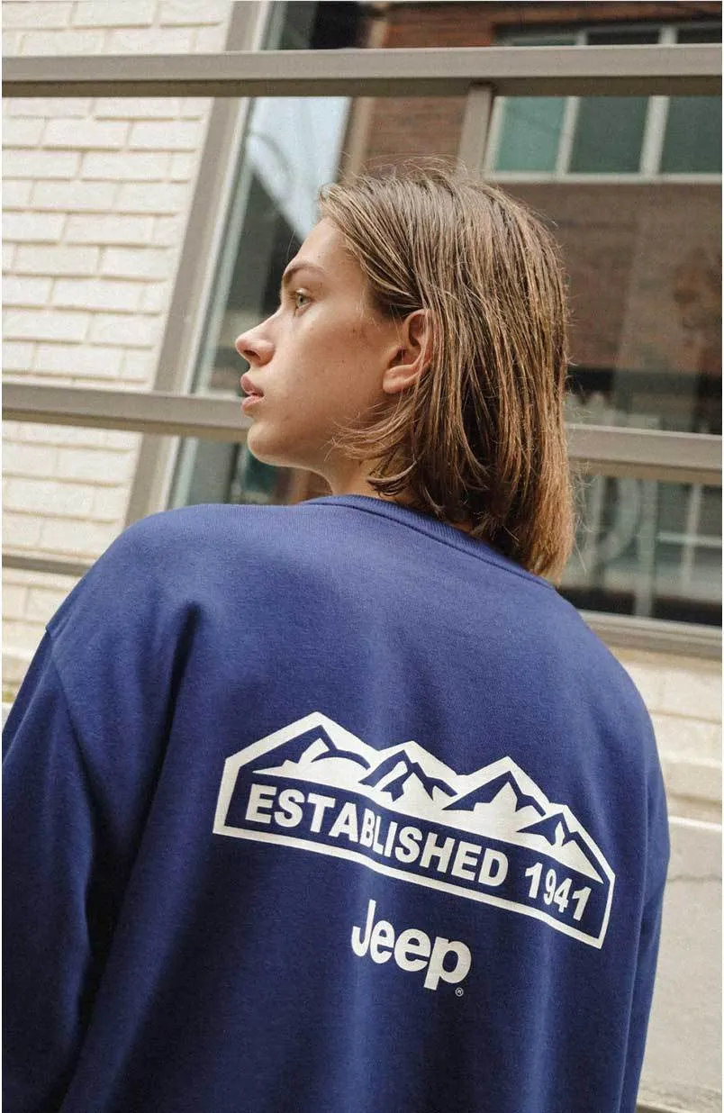 JEEP | Unisex Street Style Long Sleeve Cotton Shirt with Oversized Logo