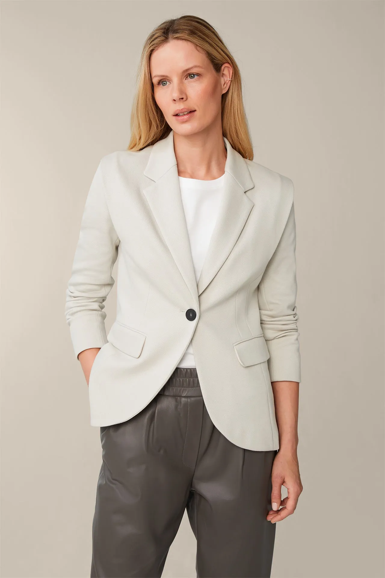 Jersey Pique Blazer with Shoulder Detail