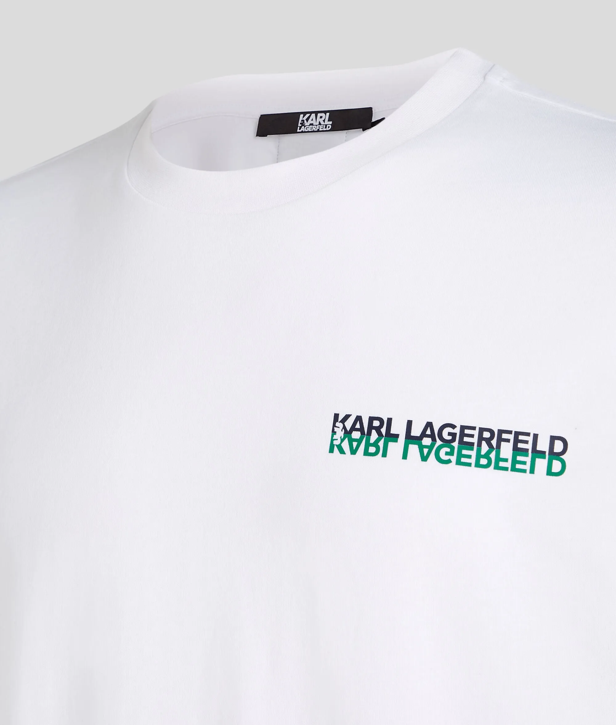 Karl Lagerfeld White Logo Knit Tape T-Shirt 240M1712