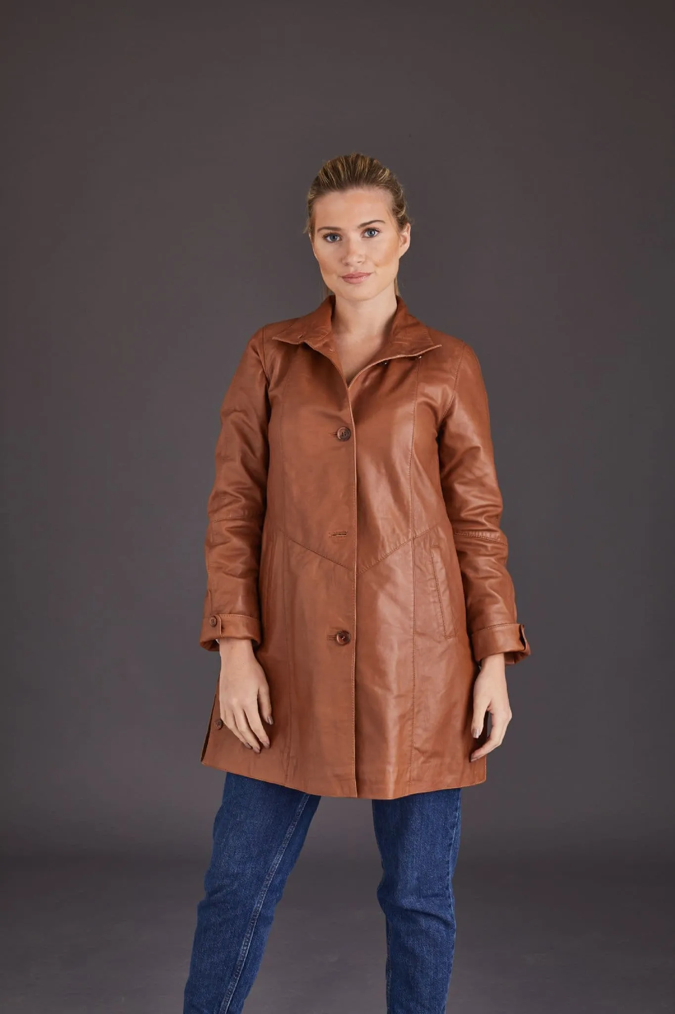 Ladies Tan Leather coats