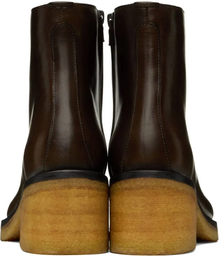 LEMAIRE Brown Piped Ankle Boots