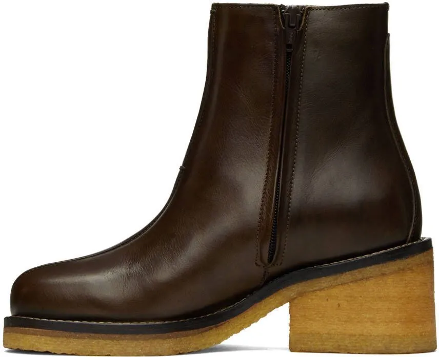 LEMAIRE Brown Piped Ankle Boots