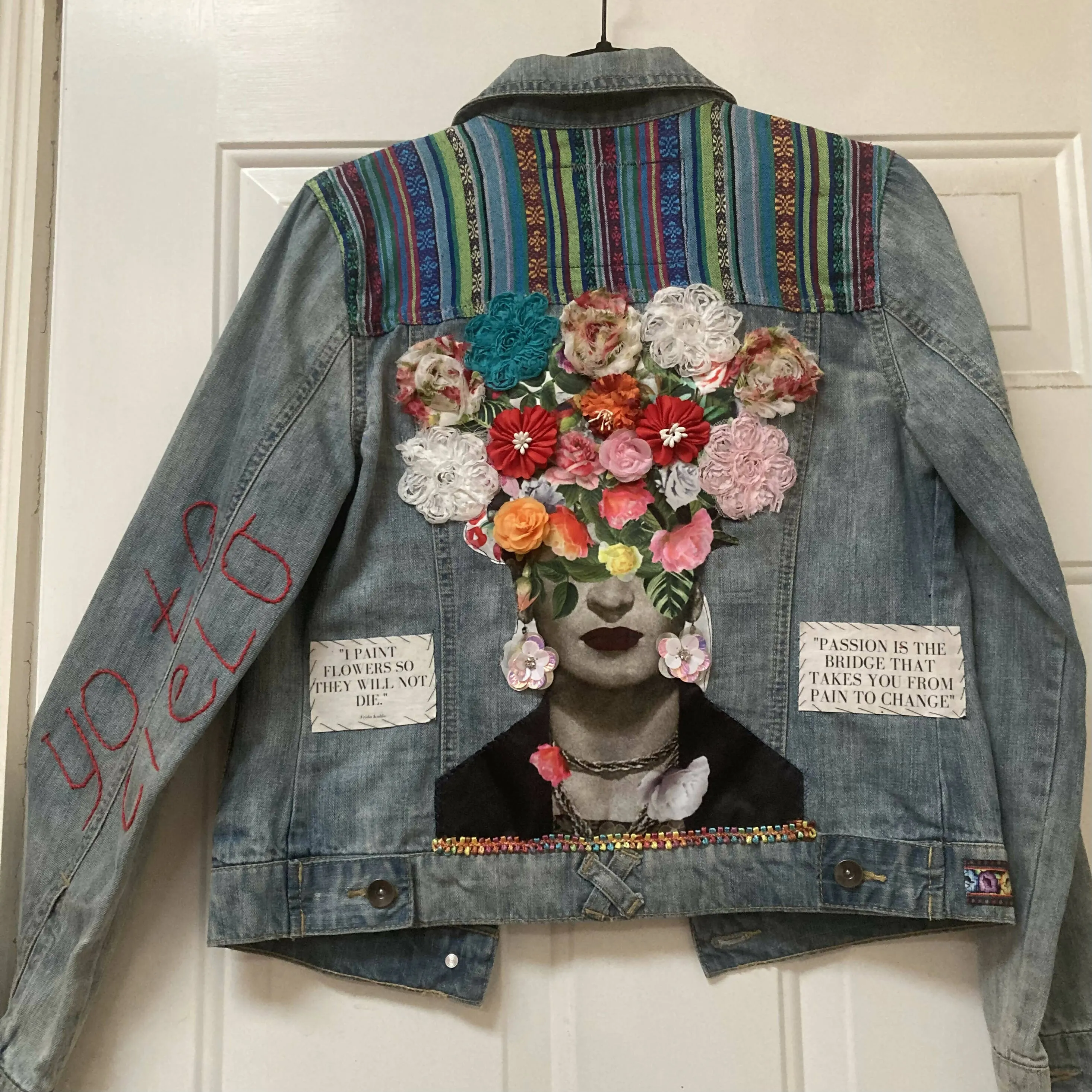 Maggie Devos - Frida Jacket with Embellished Flower Burst Design in Size Small.