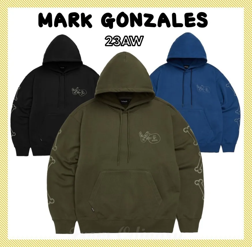 Mark Gonzales Long Sleeves Logo Hoodies Street Style Unisex