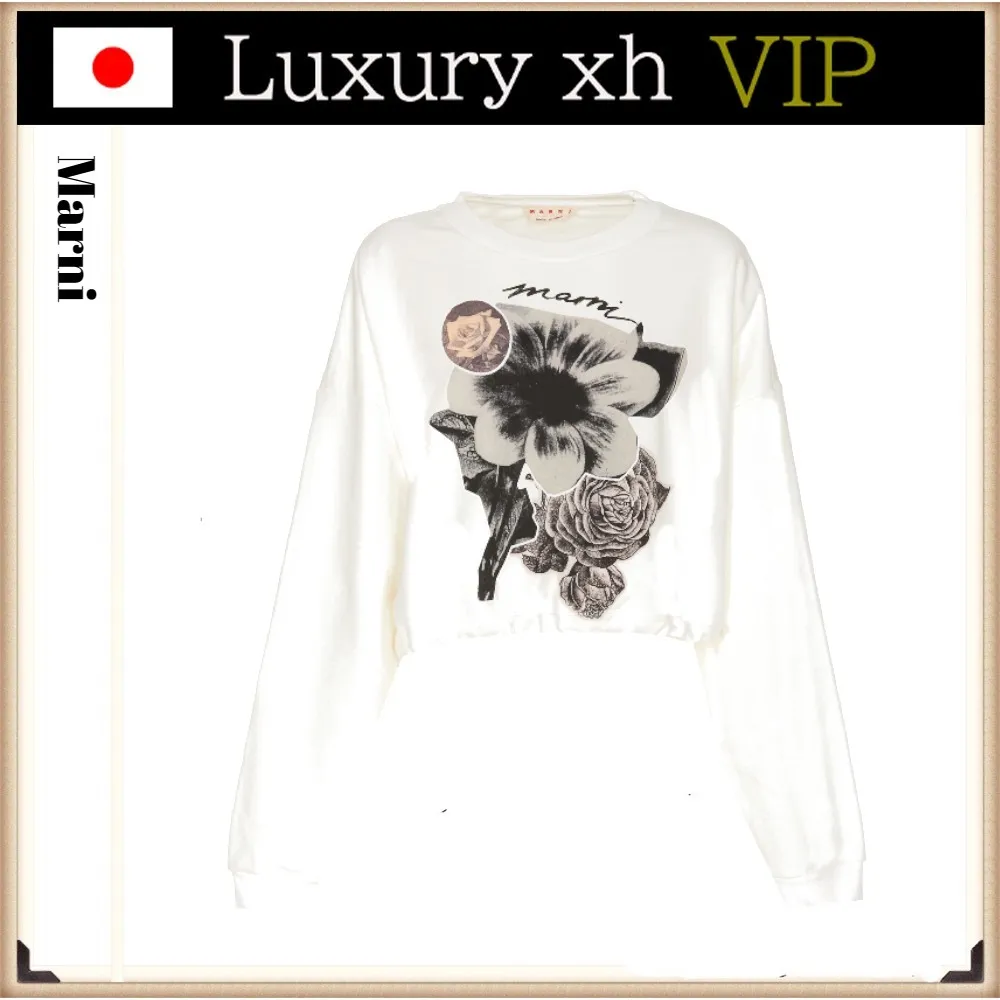 MARNI long sleeves cotton logo with flower patterns street style