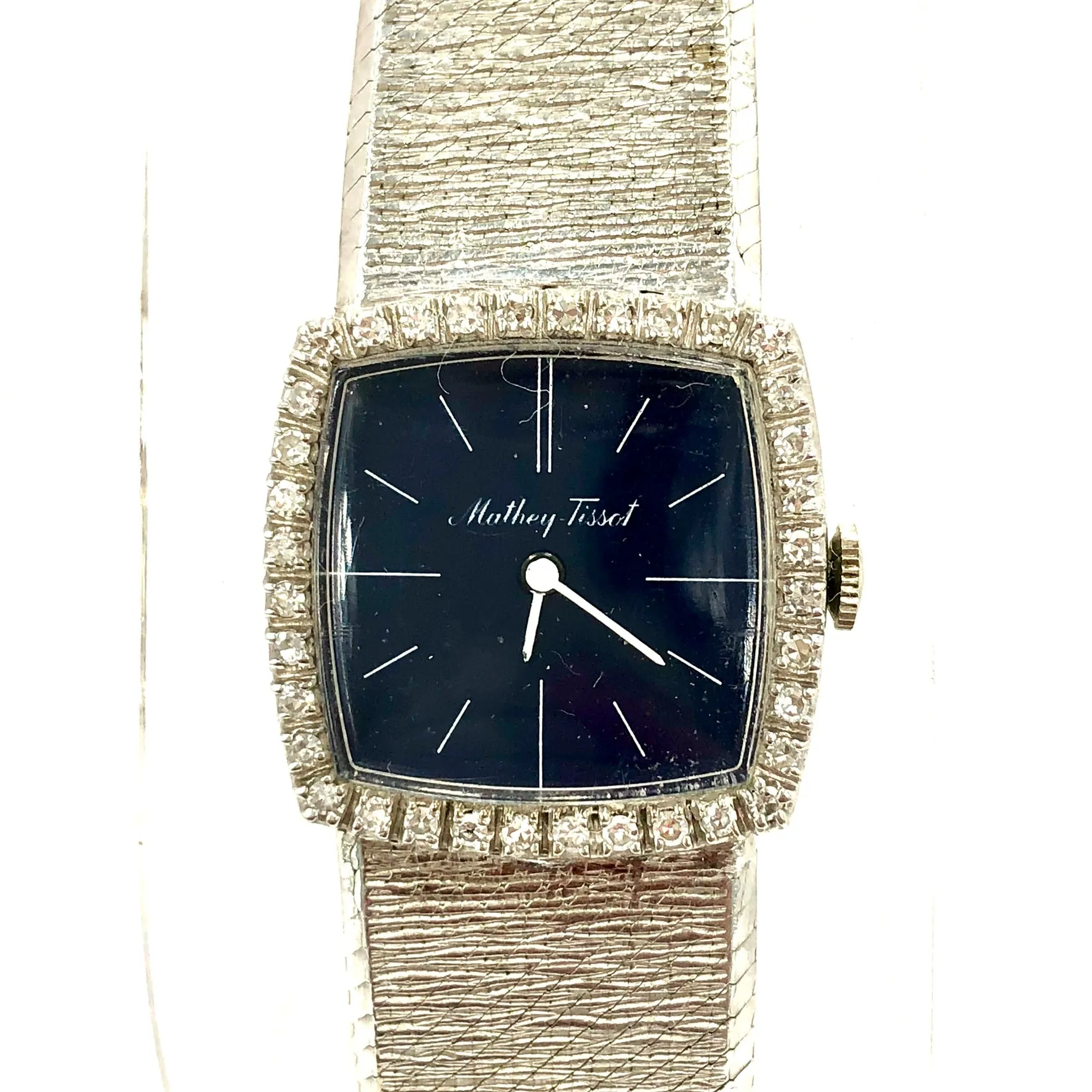 MATHEW TISSOT 24mm 14K White Gold Hand-Winding Watch with Factory Diamonds