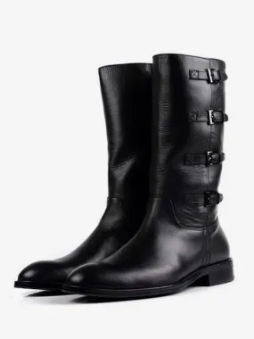 Men's Mid Calf Boots Shoes Work Boots Men's Boots Cowhide Classic Black