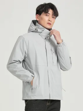 Men's Waterproof Hiking Jacket Casual Gray Coats