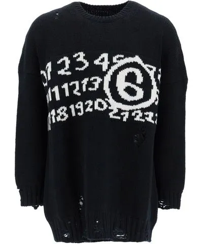 MM6 Maison Margiela distressed wool maxi pull sweater