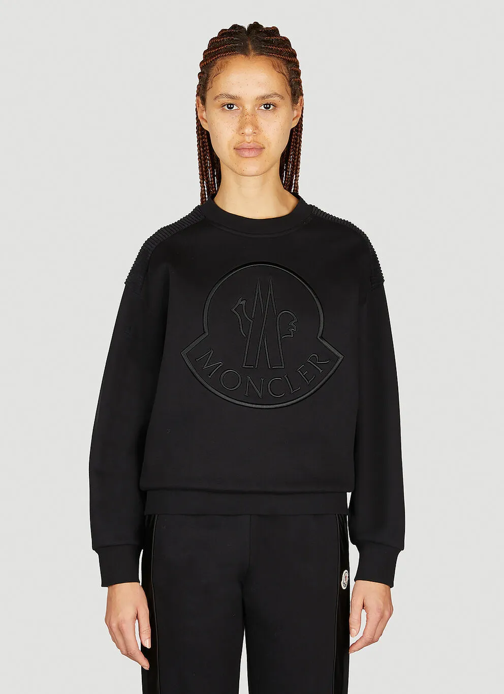 Moncler street style crew neck long sleeves plain cotton logo top