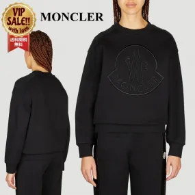 Moncler street style crew neck long sleeves plain cotton logo top