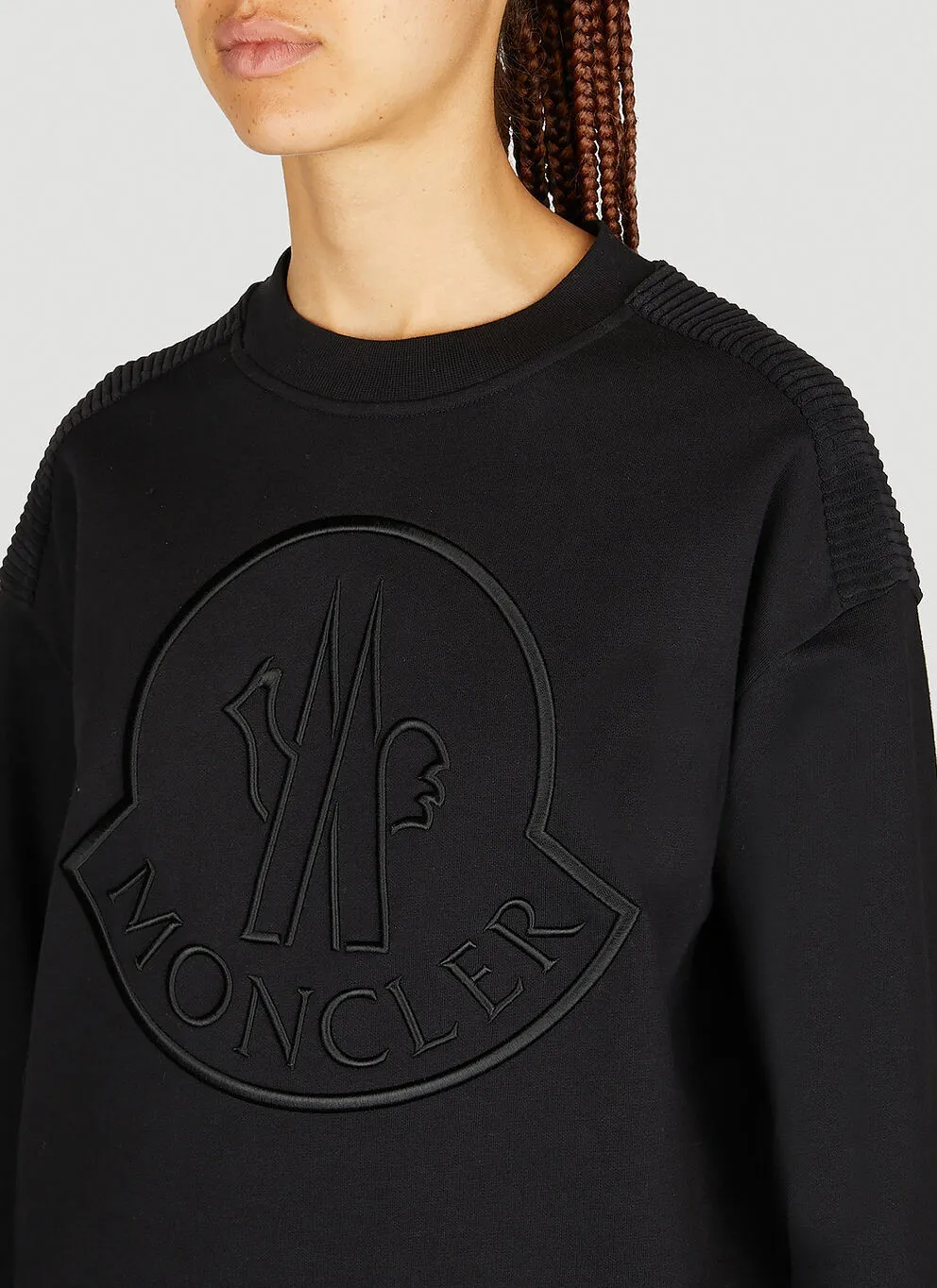 Moncler street style crew neck long sleeves plain cotton logo top