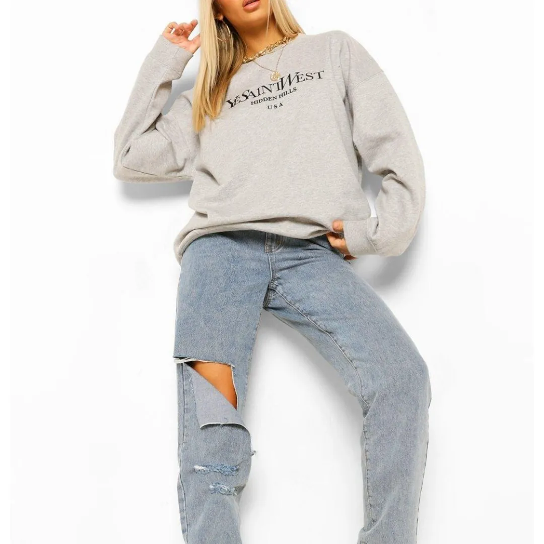 Monogram Unisex Street Style Long Sleeves Oversized Logo