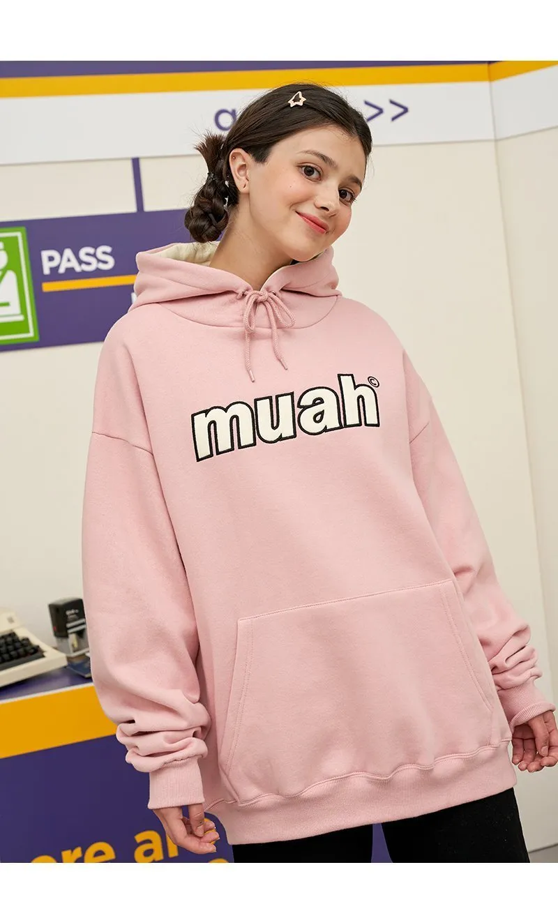 muahmuah street style long sleeves plain cotton medium oversized logo - Google SEO-friendly result.