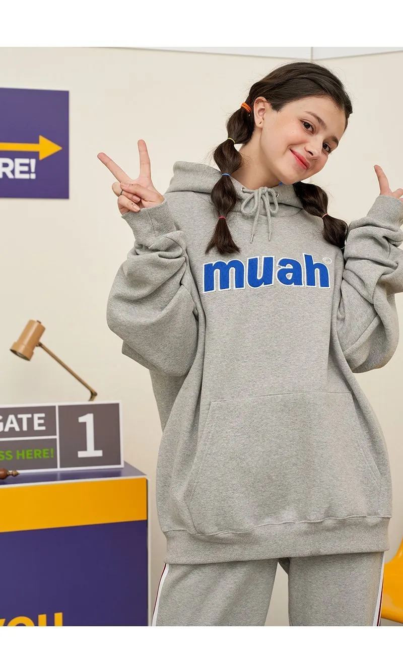 muahmuah street style long sleeves plain cotton medium oversized logo - Google SEO-friendly result.