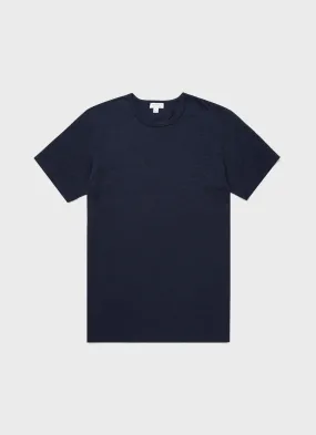 Navy Cotton Linen T-shirt for Men