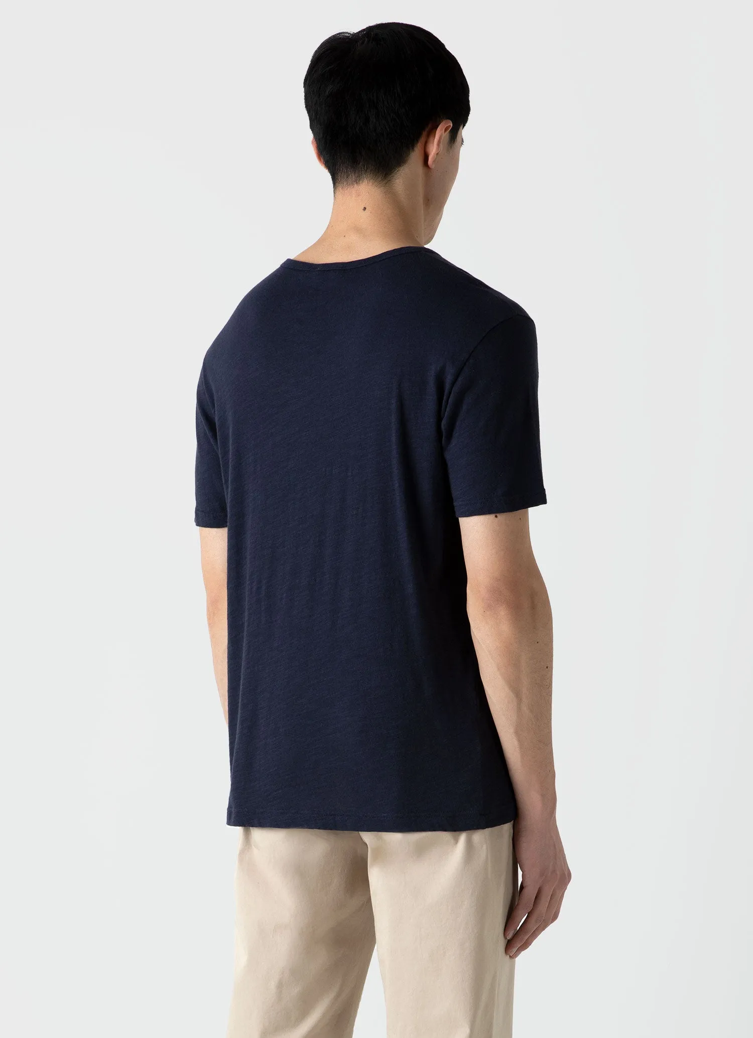 Navy Cotton Linen T-shirt for Men