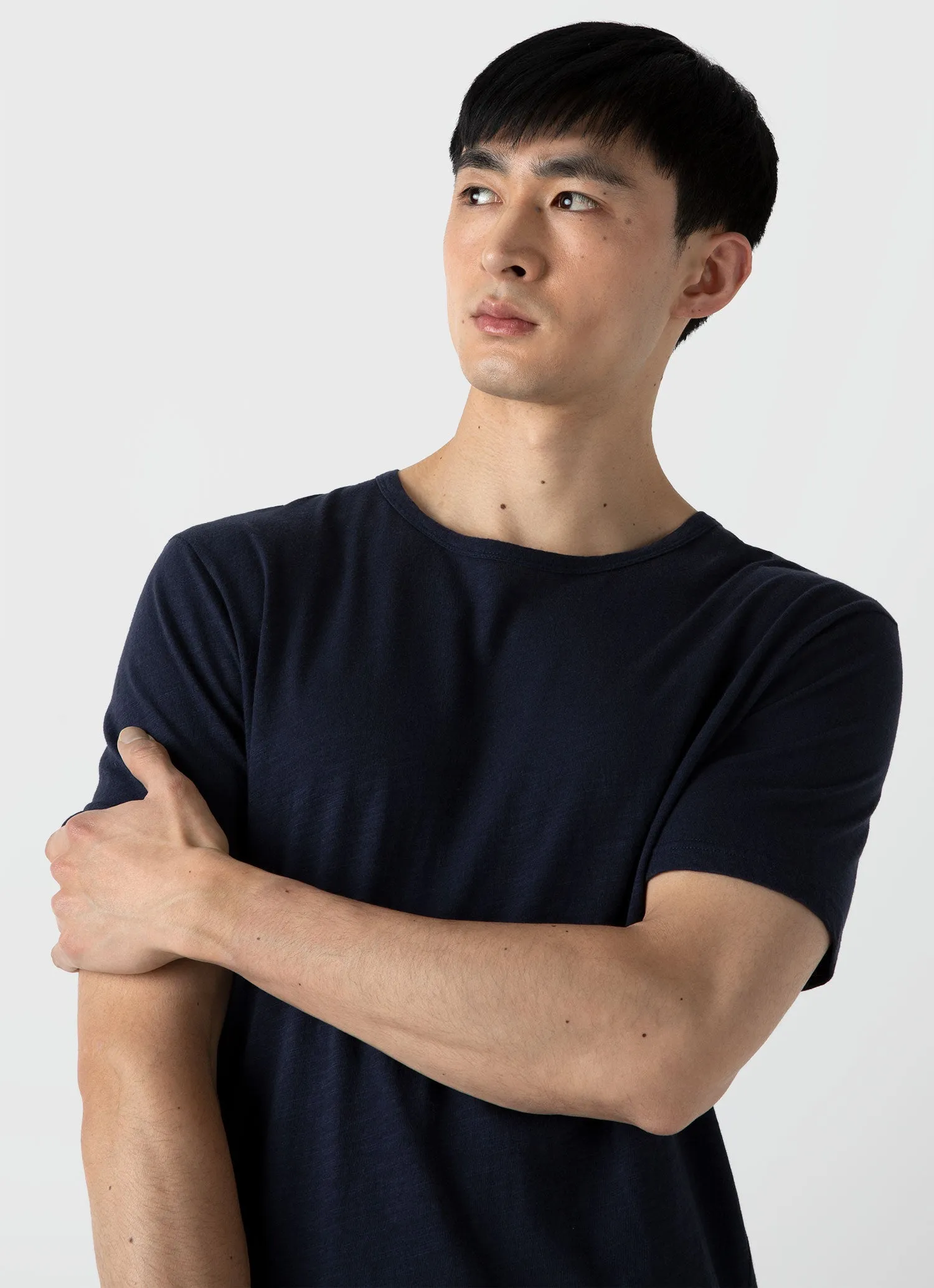 Navy Cotton Linen T-shirt for Men