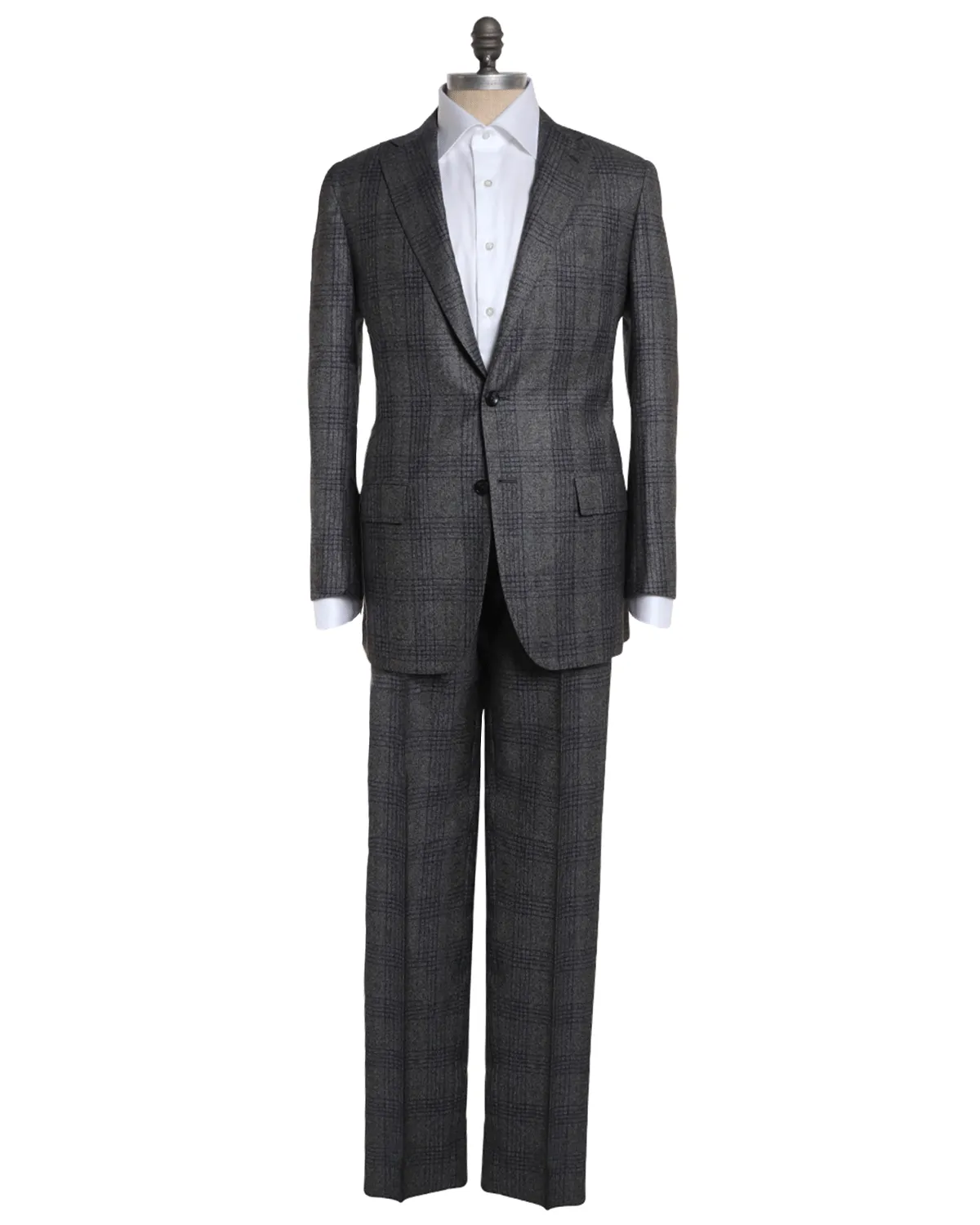 Navy Plaid Grey Cashmere Suit