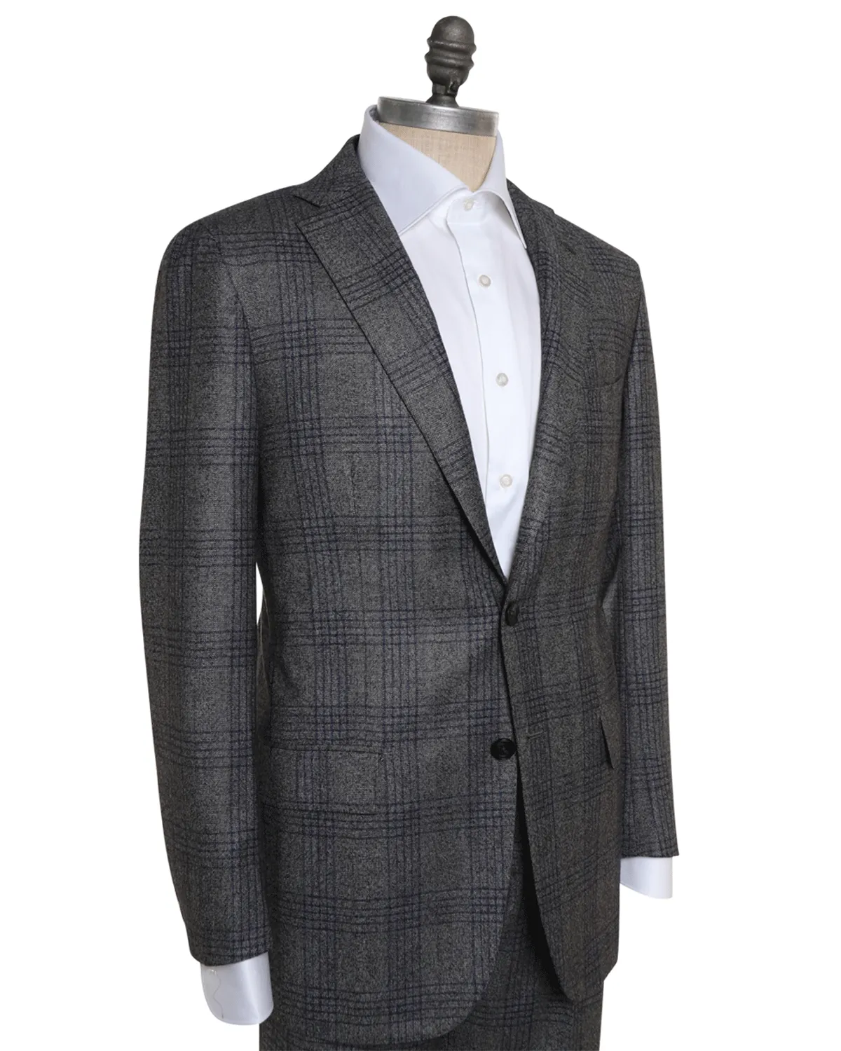 Navy Plaid Grey Cashmere Suit