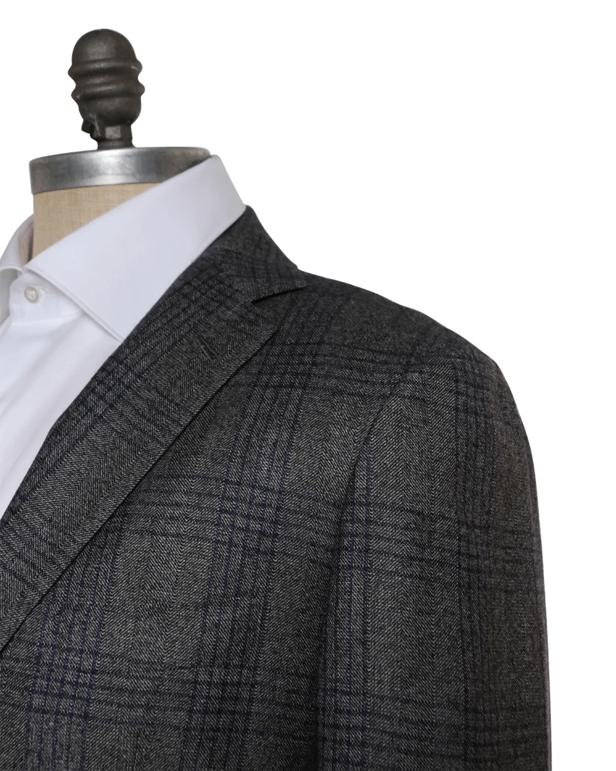 Navy Plaid Grey Cashmere Suit