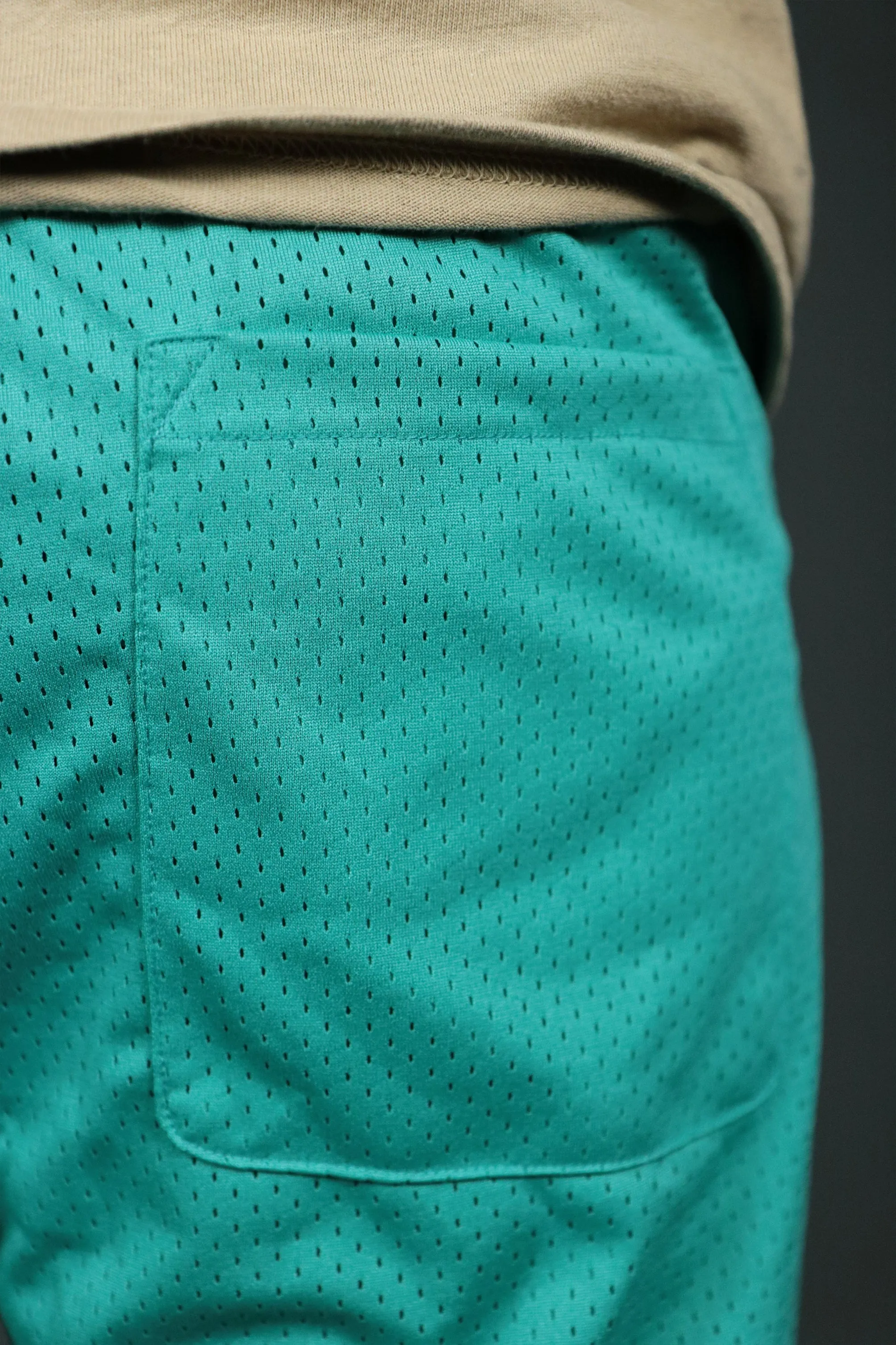 NMD Hu Aqua Colorway San Antonio Aqua Zipper Shorts | Men's Mesh Basketball Shorts