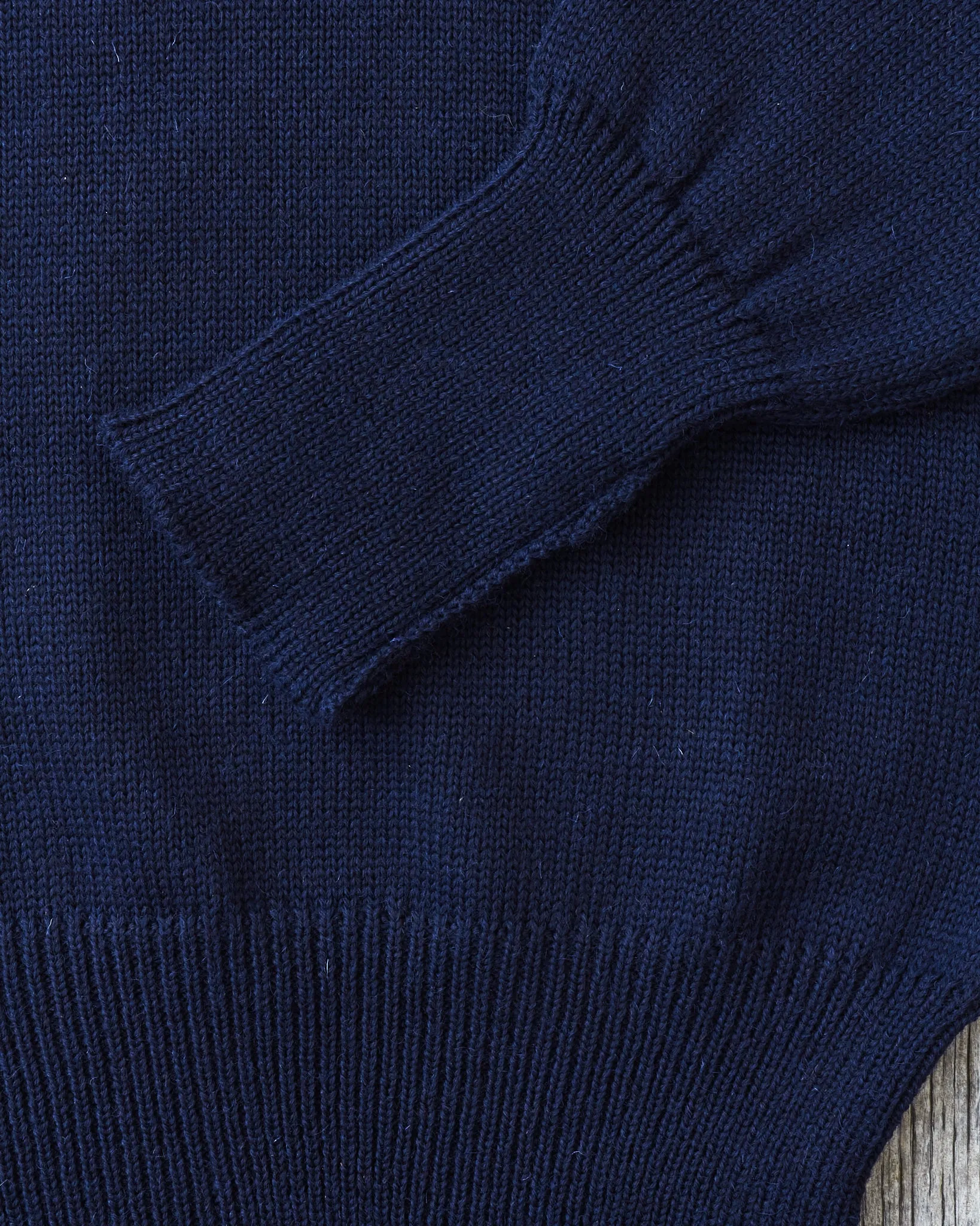 North Sea Clothing The Submariner Roll Neck Wool Sweater Navy