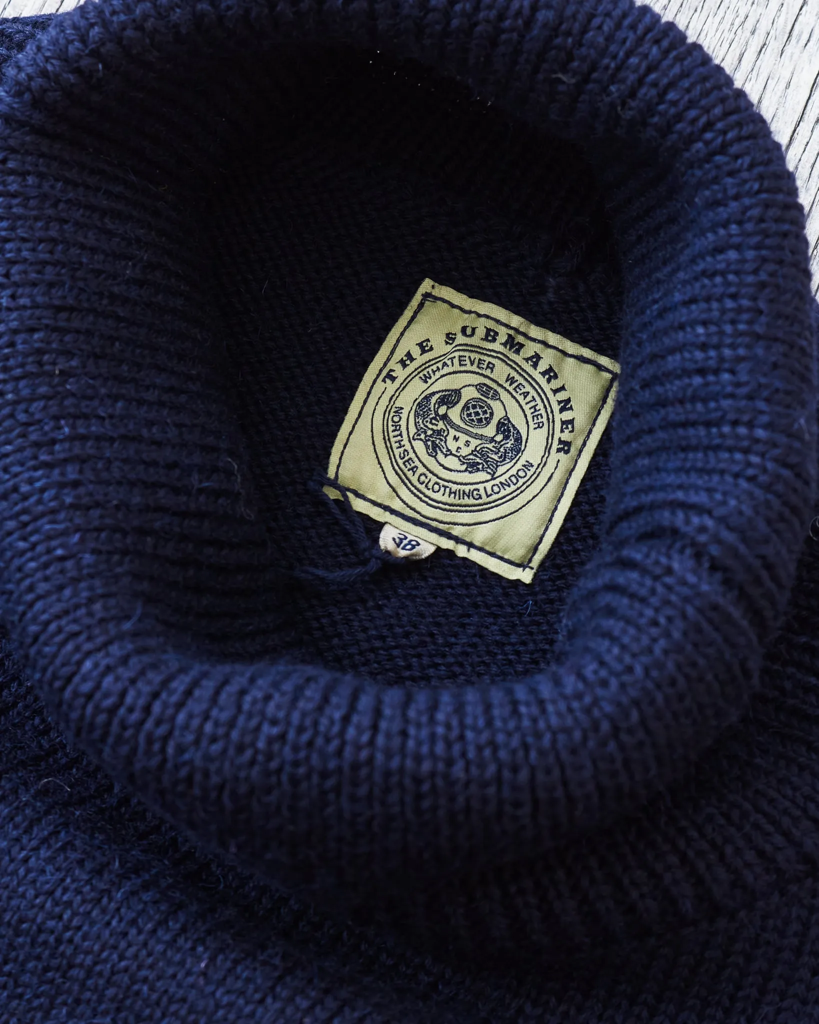 North Sea Clothing The Submariner Roll Neck Wool Sweater Navy