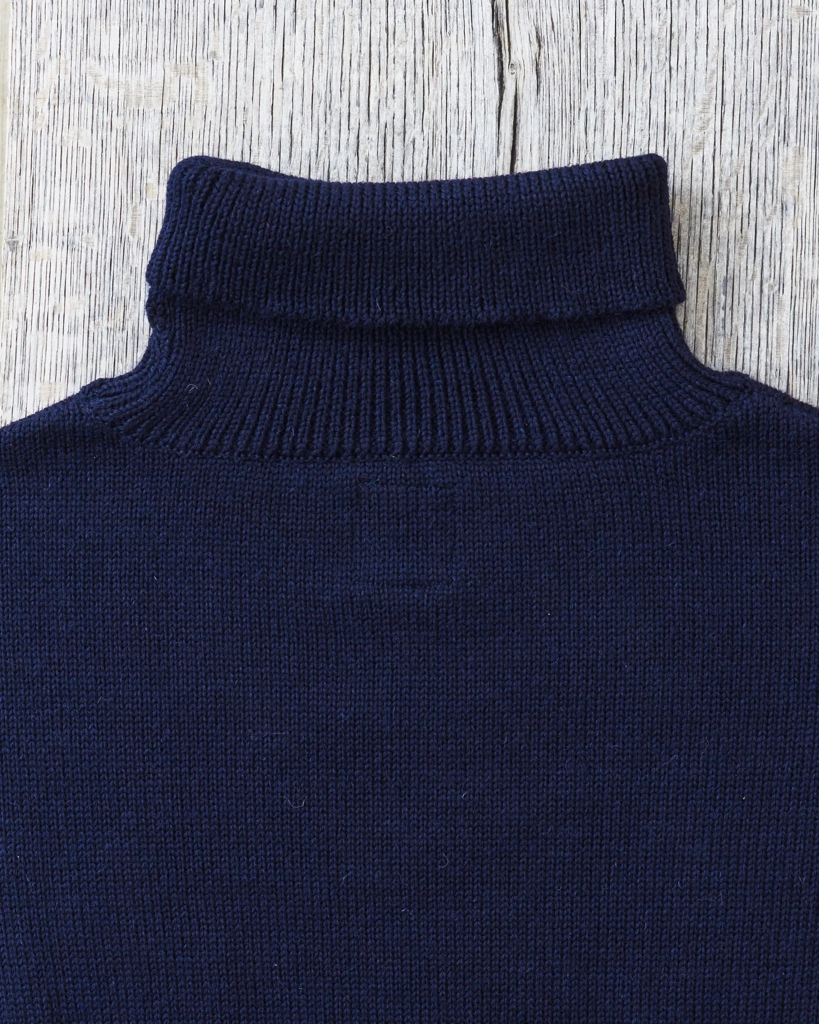 North Sea Clothing The Submariner Roll Neck Wool Sweater Navy