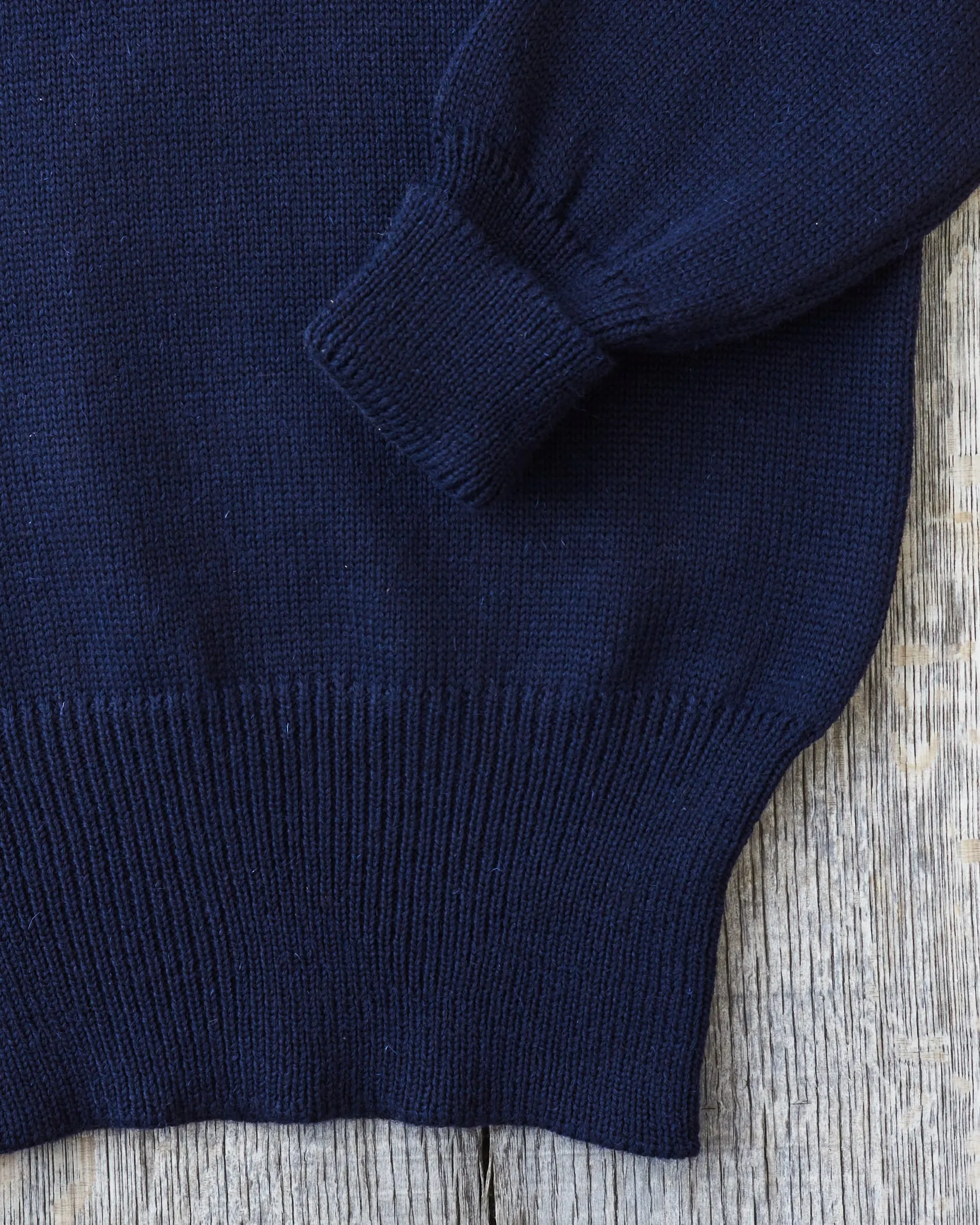 North Sea Clothing The Submariner Roll Neck Wool Sweater Navy