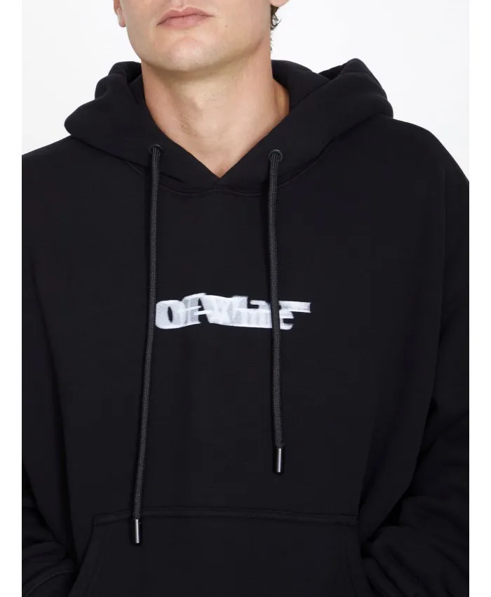 Off-White Oversized Logo Hoodies - Street Style Long Sleeves Hoodies