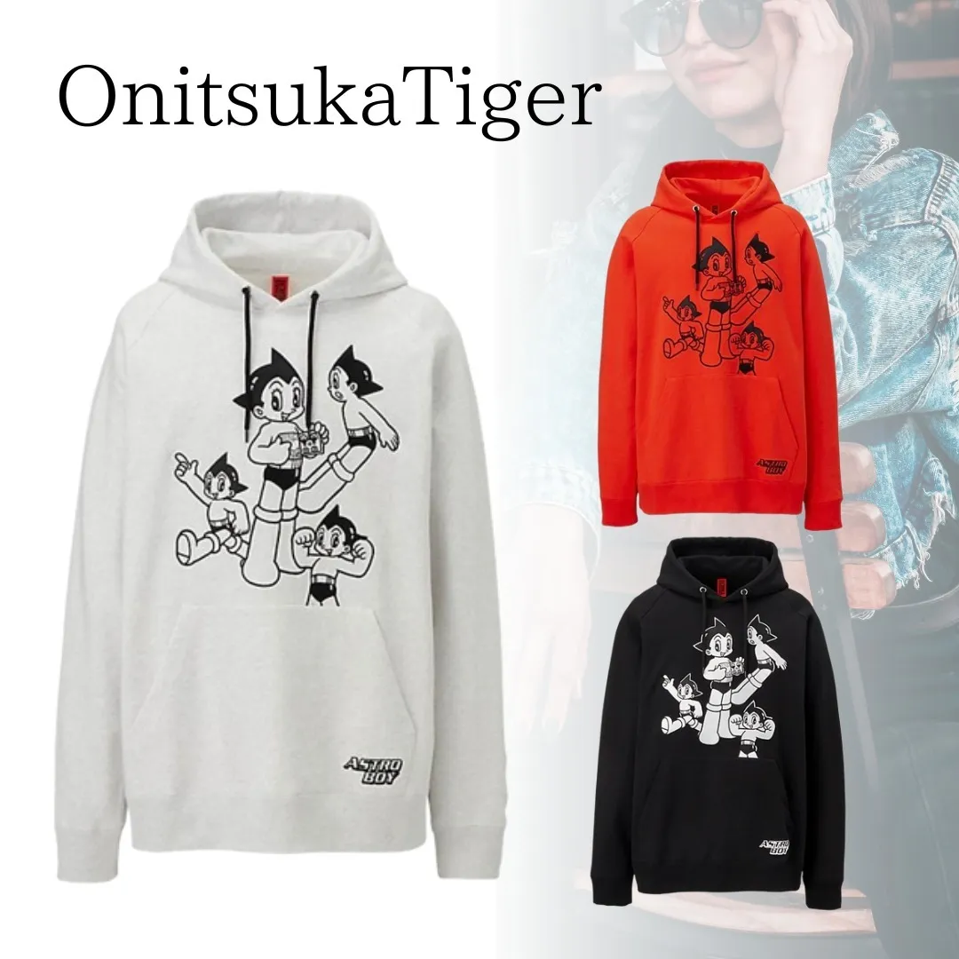 Onitsuka Tiger | Unisex Long Sleeves Sweatshirt - Street Style Plain Cotton Logo