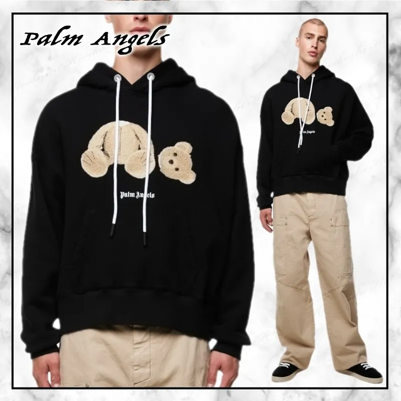 Palm Angels Long Sleeve Cotton Hoodies - Street Style | Online Store