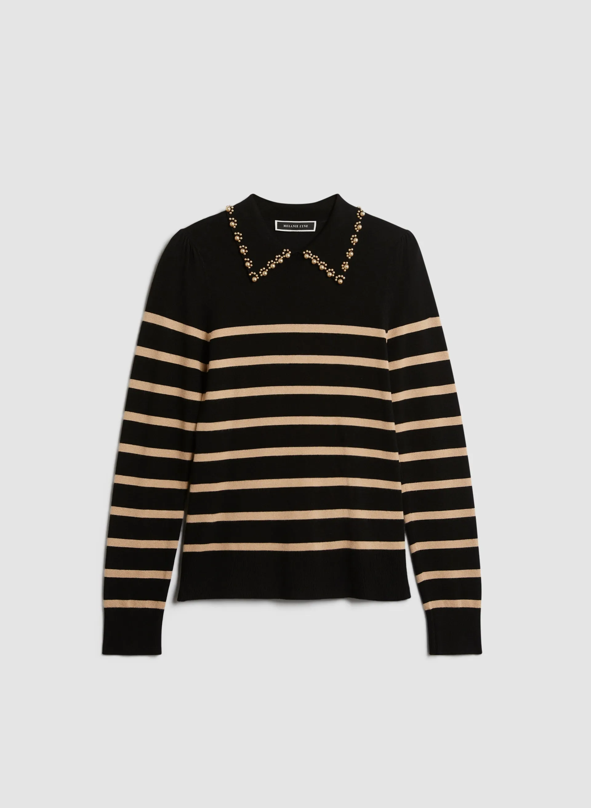 Pearl Detail Striped Sweater