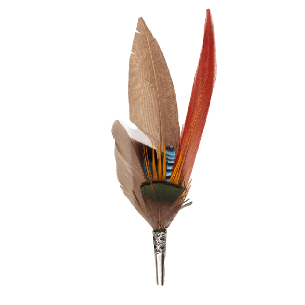 Pencil Feather Pin - Brown/Red