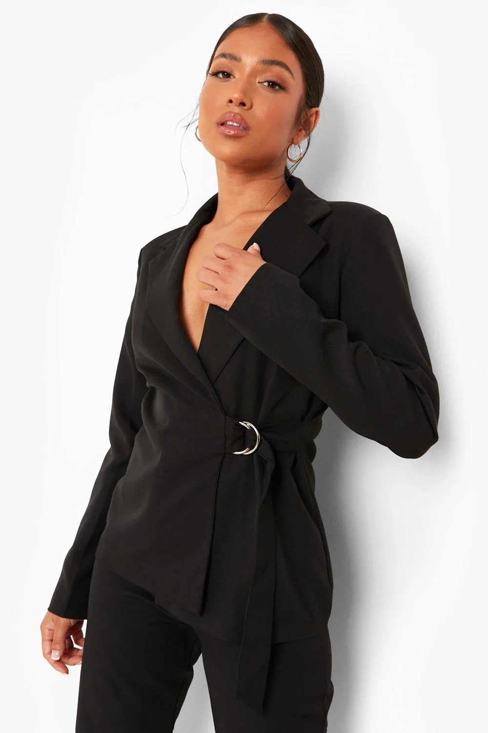 Petite Neon D Ring Wrap Blazer