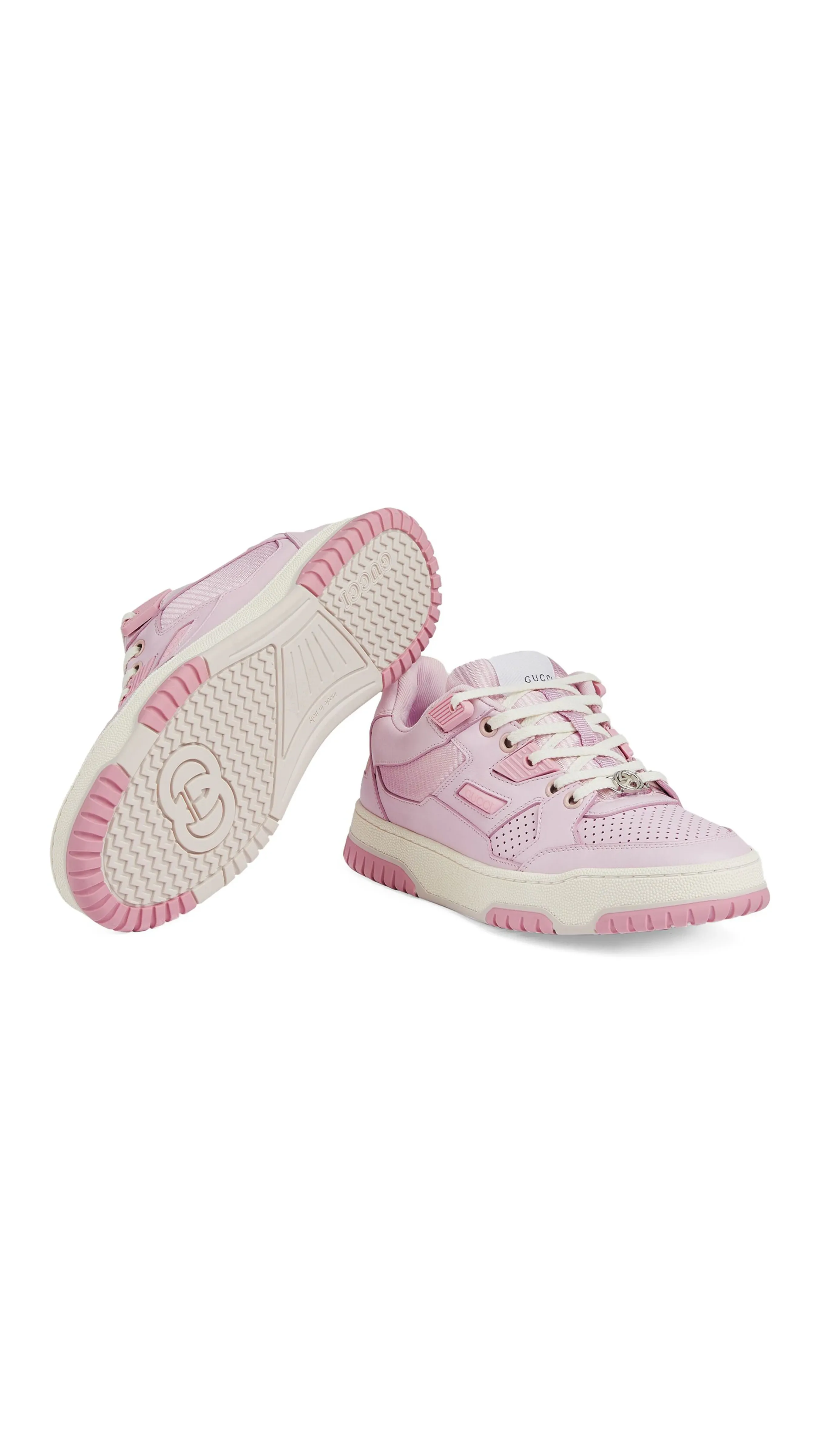 Pink Perforated Leather Sneakers