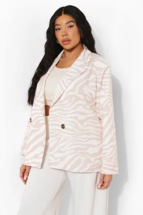 Plus Tonal Zebra Blazer