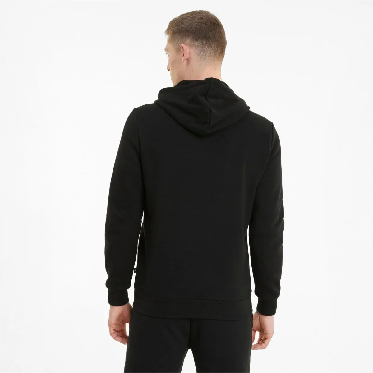 Puma Men's Black Hooded Jacket with Logo - Full-Zip Essentials