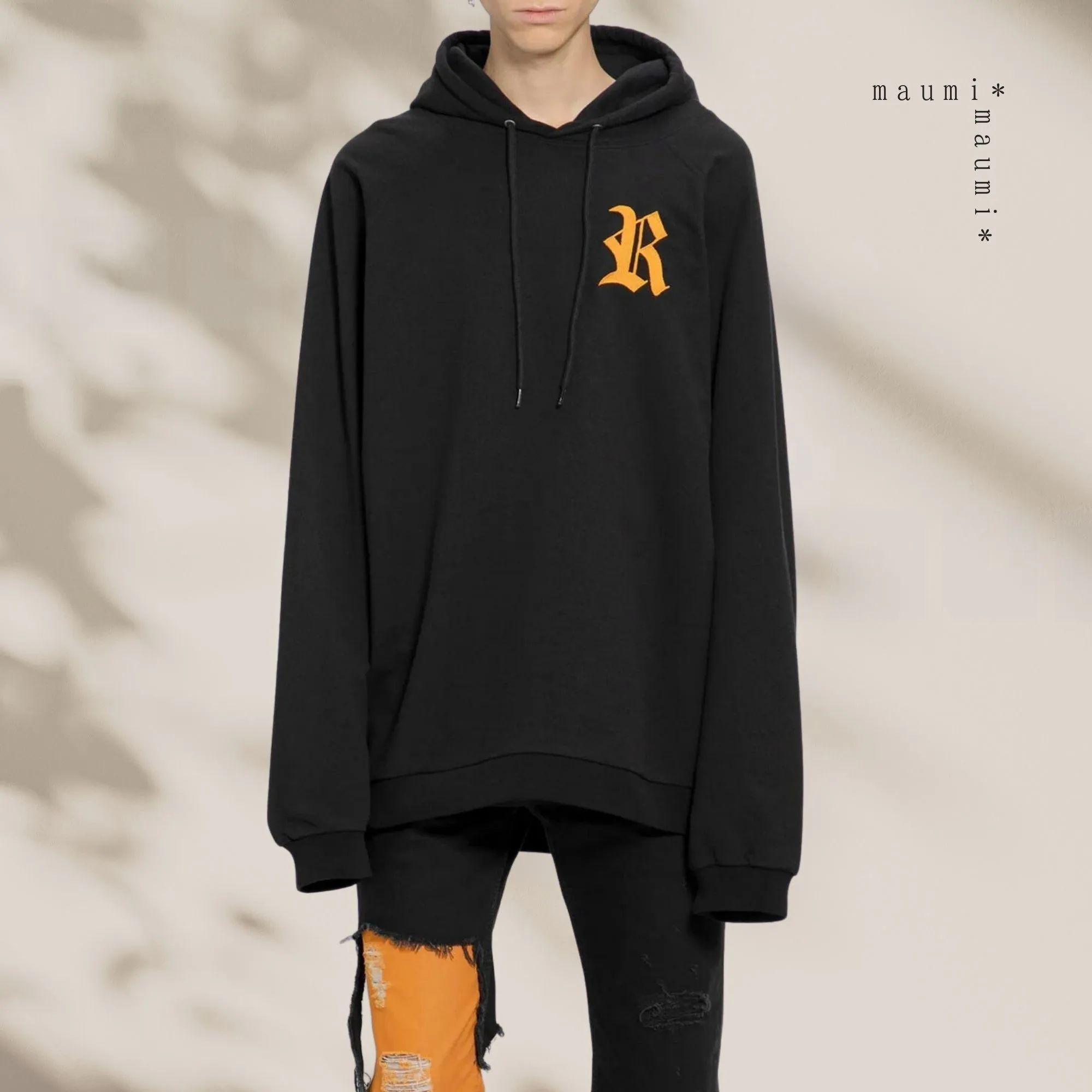 RAF SIMONS | Cotton Oversized Logo Hoodies: Long Sleeve Sweatshirts