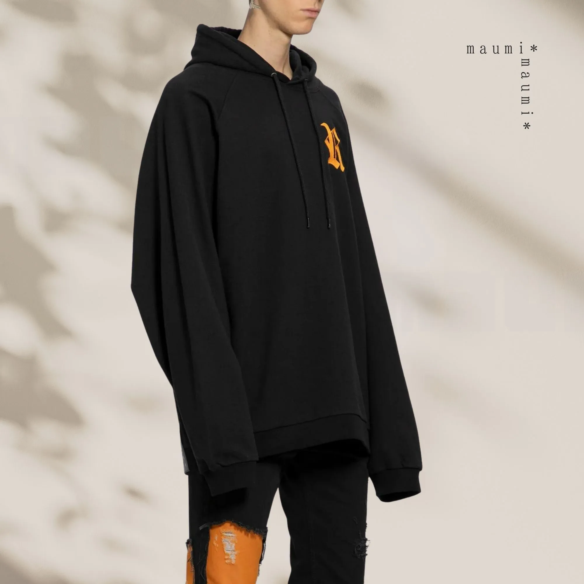 RAF SIMONS | Cotton Oversized Logo Hoodies: Long Sleeve Sweatshirts