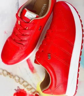 Red low sneakers