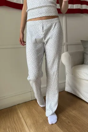 Ribbed Flower Pattern Trousers