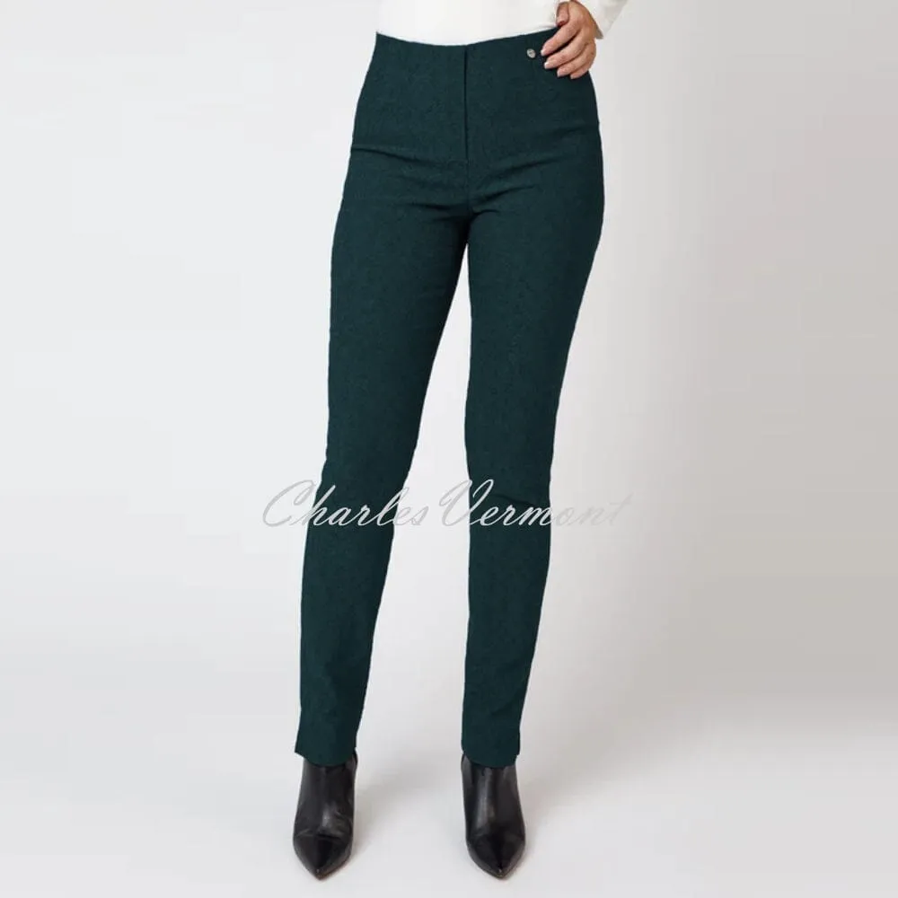 Robell Marie Trousers - Bottle Green Paisley Jacquard