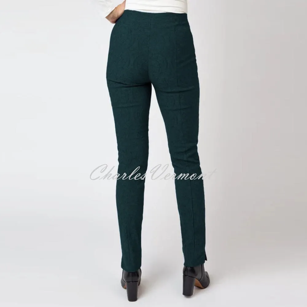 Robell Marie Trousers - Bottle Green Paisley Jacquard