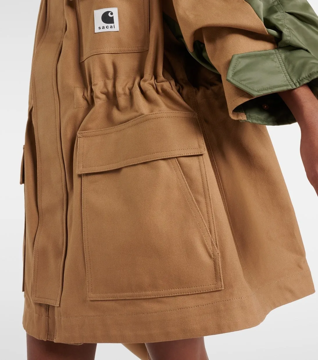 sacai cropped plain cotton puff sleeves logo