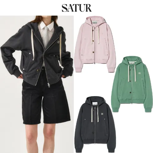 SATUR | Unisex Logo Hoodies & Sweatshirts for Street Style